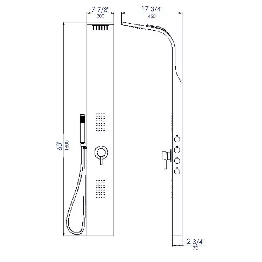 ALFI Brand Brushed Stainless Steel 2-Spray Shower Panel System 5 ALFI Brand Brushed Stainless Steel 2-Spray Shower Panel System - Image 3