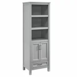 In Stock Hardwarestore Delivery Durham 24-in W X 72-in H X 18-in D White Oak MDF Freestanding Linen Cabinet -Bath and Faucet shop 815324022320 08542977 1800x1800