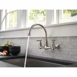 In Stock Hardwarestore Delivery Corin 2-Handle Wall-Mount Kitchen Faucet In Stainless -Bath and Faucet shop 81e075843aac0a0367cee82c1777dc37 1800x1800