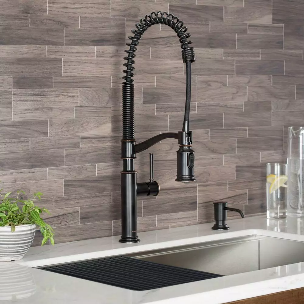 In Stock Hardwarestore Delivery Sellette Single-Handle Pull-Down Sprayer Kitchen Faucet With Dual Function Sprayhead In Oil Rubbed Bronze 4 In Stock Hardwarestore Delivery Sellette Single-Handle Pull-Down Sprayer Kitchen Faucet With Dual Function Sprayhead In Oil Rubbed Bronze - Image 2