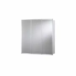 In Stock Hardwarestore Delivery 30 In. W X 30 In. H X 5 In. D Frameless Tri-View Surface-Mount Medicine Cabinet With Easy Hanging System In White