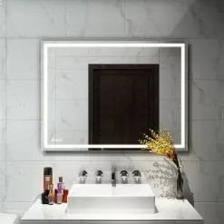 In Stock Hardwarestore Delivery 48 In. X 36 In. LED Lighted Single Frameless Bathroom Mirror