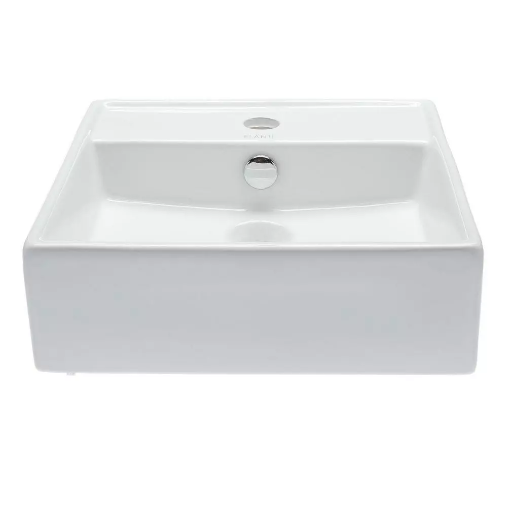 Elanti Wall-Mounted Square Bathroom Sink In White 4 Elanti Wall-Mounted Square Bathroom Sink In White - Image 2