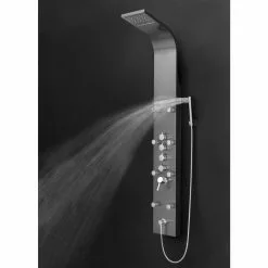 In Stock Hardwarestore Delivery 65 In. 8-Jet Shower Panel System In Space Gray Brushed Stainless Steel With Rainfall Waterfall Shower Head And Wand -Bath and Faucet shop 847827f1d9887506c7e52212c49ec3d7 1800x1800