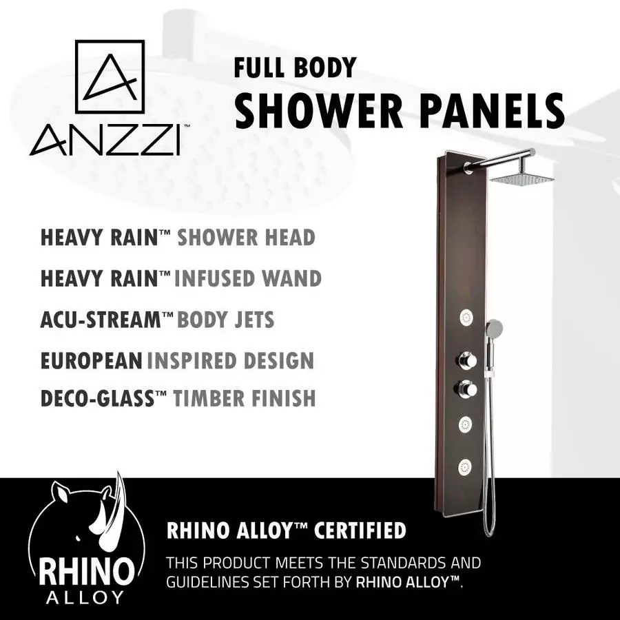 ANZZI Pure Series Mahogany 3-Spray Shower Panel System (Valve Included) 13 ANZZI Pure Series Mahogany 3-Spray Shower Panel System (Valve Included) - Image 11