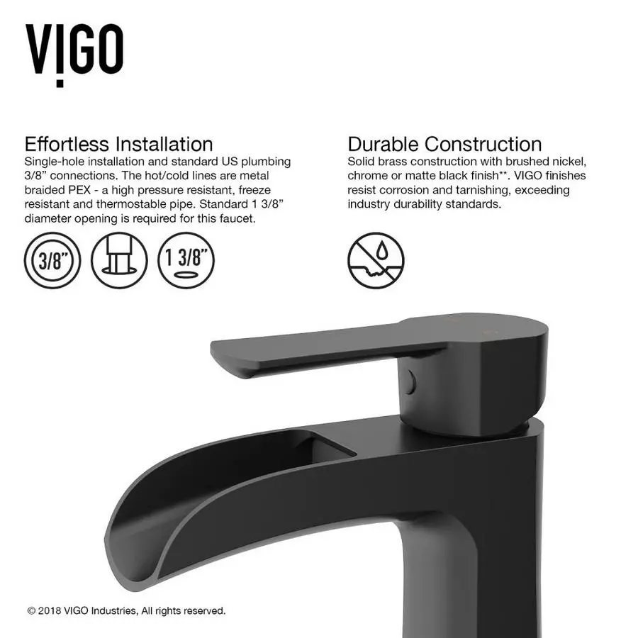 VIGO Paloma Matte Black 1-handle Single Hole WaterSense Bathroom Sink Faucet 6 VIGO Paloma Matte Black 1-handle Single Hole WaterSense Bathroom Sink Faucet - Image 4