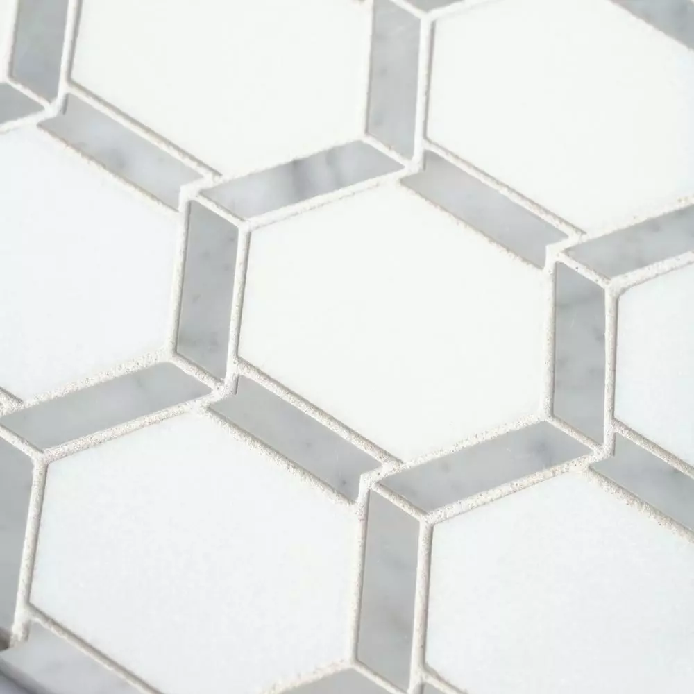 Jeff Lewis Norton White 11.75 In. X 11.375 In. X 9 Mm Hexagon Polished Marble Wall And Floor Mosaic Tile 6 Jeff Lewis Norton White 11.75 In. X 11.375 In. X 9 Mm Hexagon Polished Marble Wall And Floor Mosaic Tile - Image 4
