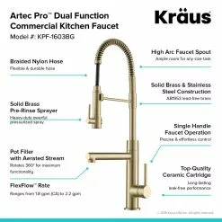 In Stock Hardwarestore Delivery Artec Pro Single-Handle Pull-Down Sprayer Kitchen Faucet And Pot Filler In Brushed Gold -Bath and Faucet shop 856e5ab72a368e72444014a3ee2e1bda 1800x1800
