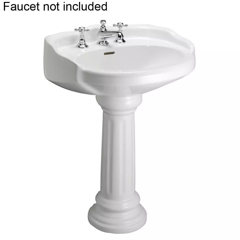 Pegasus Victoria 26 In. Pedestal Combo Bathroom Sink For 4 In. Centerset In White 8 Pegasus Victoria 26 In. Pedestal Combo Bathroom Sink For 4 In. Centerset In White - Image 6