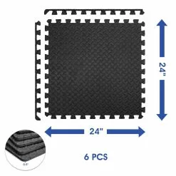 Yes4All Interlocking Foam Mats With Border - Cover 24 SQFT (6 Pcs, Black) -Bath and Faucet shop 875ae1eb 7c05 4ee2 9f3f eed2bfd2ba2d 1.773ae7371bc63a01d85f3ec2689a5fcf 1800x1800
