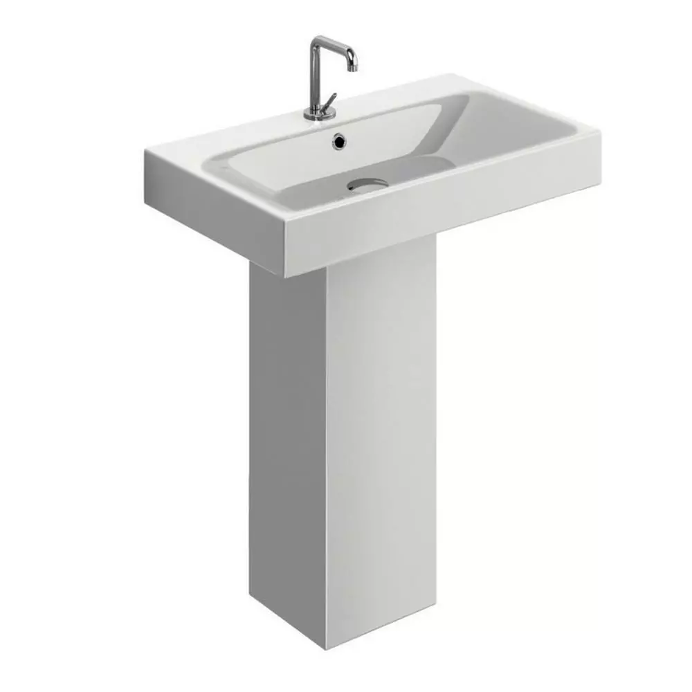 WS Bath Collections Momento Pedestal Sink Combo In Ceramic White With Faucet Hole 2 WS Bath Collections Momento Pedestal Sink Combo In Ceramic White With Faucet Hole