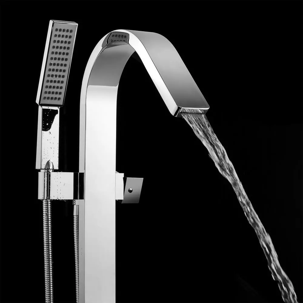In Stock Hardwarestore Delivery 1-Handle Freestanding Floor Mount Roman Tub Faucet Bathtub Filler With Hand Shower In Chrome 4 In Stock Hardwarestore Delivery 1-Handle Freestanding Floor Mount Roman Tub Faucet Bathtub Filler With Hand Shower In Chrome - Image 2