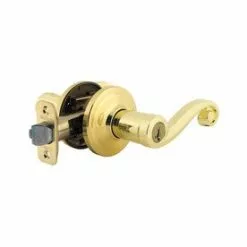 Hardwarestoredelivery Kwikset Ashfield Polished Brass Smartkey Universal Keyed Entry Door Handle