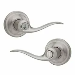 Hardwarestoredelivery Kwikset Ashfield Satin Nickel Smartkey Universal Keyed Entry Door Handle
