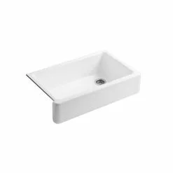 KOHLER Whitehaven 35.68-in X 21.56-in White Single Bowl Tall (8-in Or Larger) Undermount Apron Front/Farmhouse Residential Kitchen Sink
