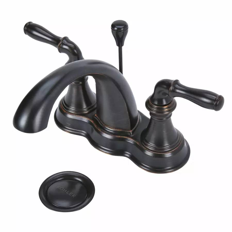 KOHLER Devonshire Oil-Rubbed Bronze 2-Handle 4-in Centerset WaterSense Bathroom Sink Faucet With Drain 5 KOHLER Devonshire Oil-Rubbed Bronze 2-Handle 4-in Centerset WaterSense Bathroom Sink Faucet With Drain - Image 3