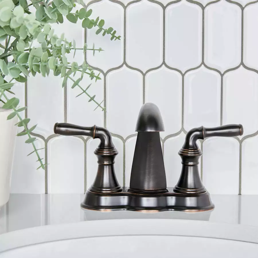 KOHLER Devonshire Oil-Rubbed Bronze 2-Handle 4-in Centerset WaterSense Bathroom Sink Faucet With Drain 6 KOHLER Devonshire Oil-Rubbed Bronze 2-Handle 4-in Centerset WaterSense Bathroom Sink Faucet With Drain - Image 4