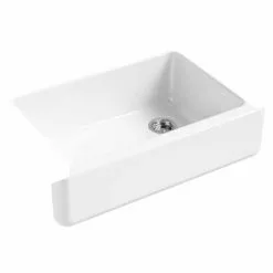 Square D KOHLER Whitehaven 32.68-in X 21.56-in White Single Bowl Tall (8-in Or Larger) Drop-In Apron Front/Farmhouse Residential Kitchen Sink
