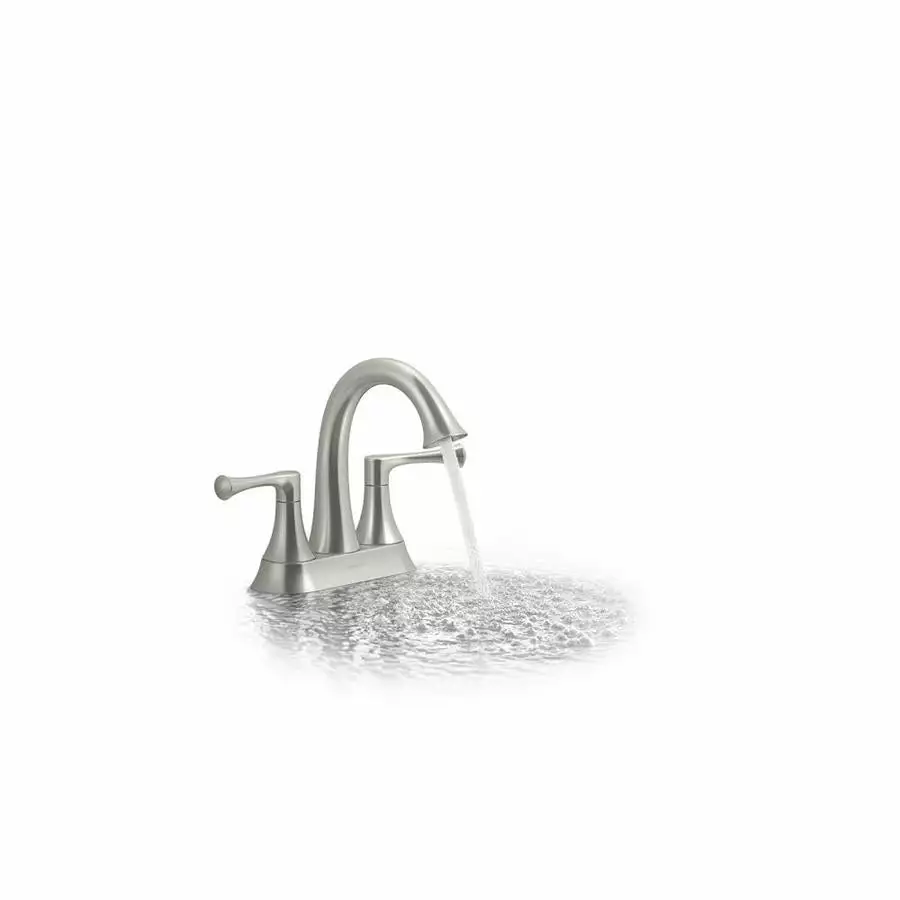 KOHLER Lilyfield Brushed Nickel 2-Handle 4-in Centerset WaterSense Bathroom Sink Faucet With Drain 3 KOHLER Lilyfield Brushed Nickel 2-Handle 4-in Centerset WaterSense Bathroom Sink Faucet With Drain