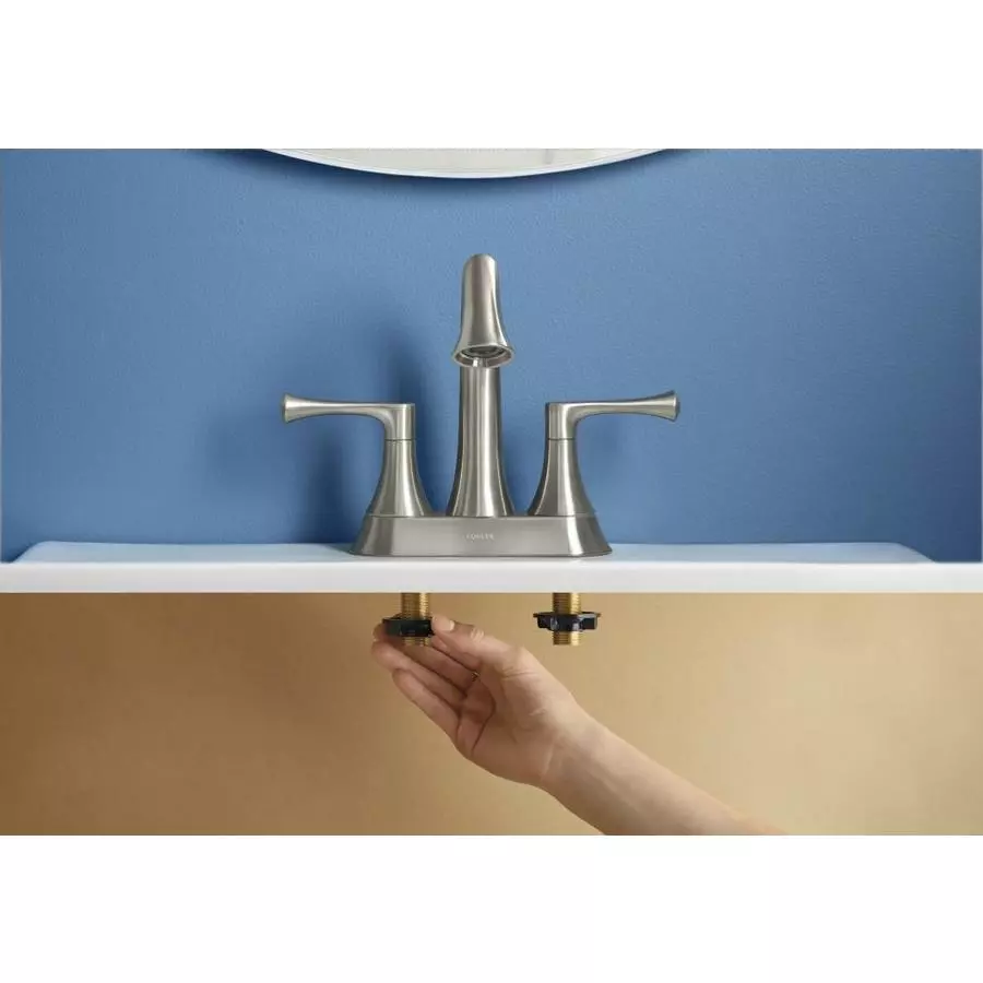KOHLER Lilyfield Brushed Nickel 2-Handle 4-in Centerset WaterSense Bathroom Sink Faucet With Drain 15 KOHLER Lilyfield Brushed Nickel 2-Handle 4-in Centerset WaterSense Bathroom Sink Faucet With Drain - Image 13