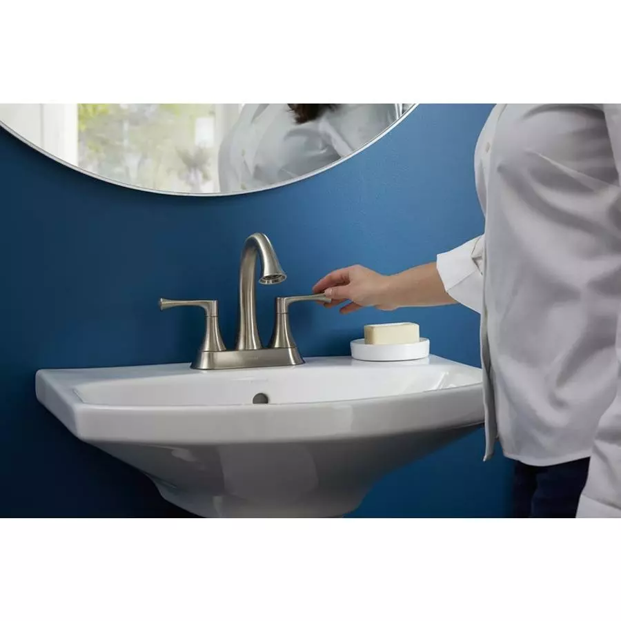 KOHLER Lilyfield Brushed Nickel 2-Handle 4-in Centerset WaterSense Bathroom Sink Faucet With Drain 14 KOHLER Lilyfield Brushed Nickel 2-Handle 4-in Centerset WaterSense Bathroom Sink Faucet With Drain - Image 12