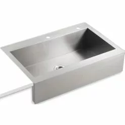 KOHLER Vault 35.75-in X 24.3125-in Single Bowl Tall (8-in Or Larger) Drop-In Apron Front/Farmhouse 2-Hole Commercial/Residential Kitchen Sink