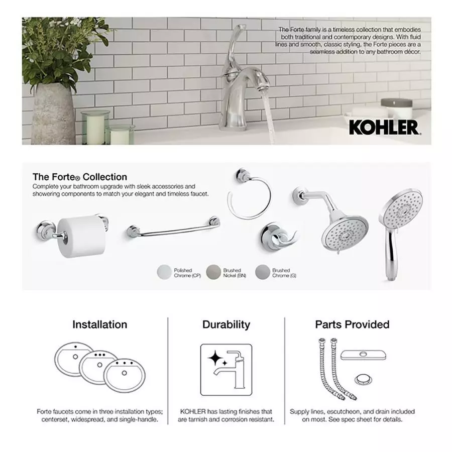 KOHLER Forte Vibrant Brushed Nickel 3-Spray Shower Head 2.5-GPM (9.5-LPM) 9 KOHLER Forte Vibrant Brushed Nickel 3-Spray Shower Head 2.5-GPM (9.5-LPM) - Image 7