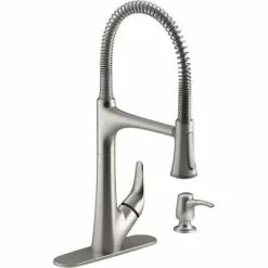 Stealth KOHLER Lilyfield Pro Semiprofessional Vibrant Stainless 1-Handle Deck Mount Pull-Down Touch Commercial/Residential Kitchen Faucet (Deck Plate Included)