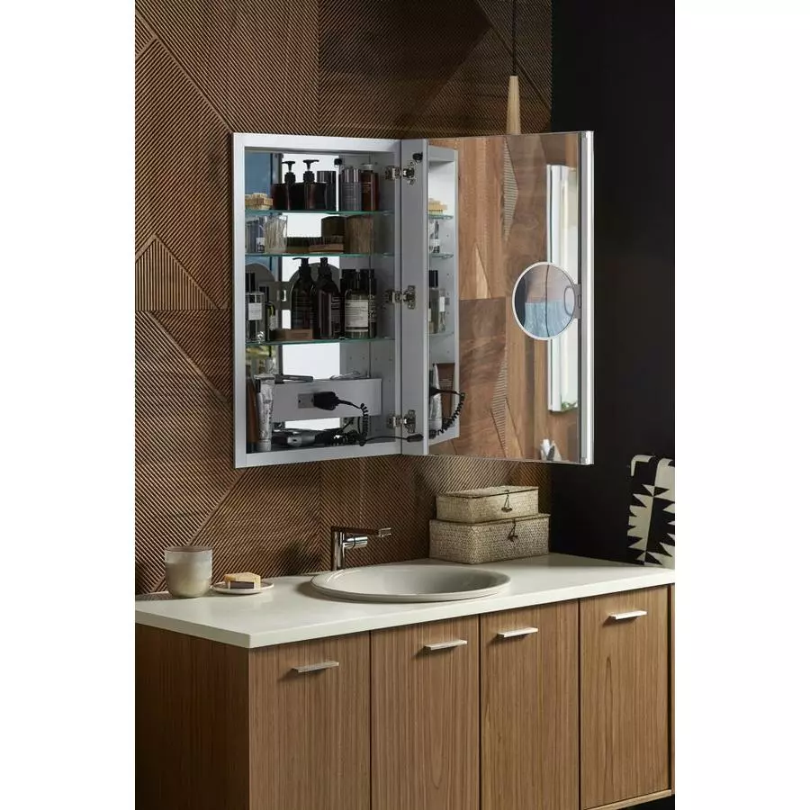 KOHLER Verdera 20-in X 30-in Rectangle Surface/Recessed Mirrored Medicine Cabinet With Outlet And Lights 5 KOHLER Verdera 20-in X 30-in Rectangle Surface/Recessed Mirrored Medicine Cabinet With Outlet And Lights - Image 3