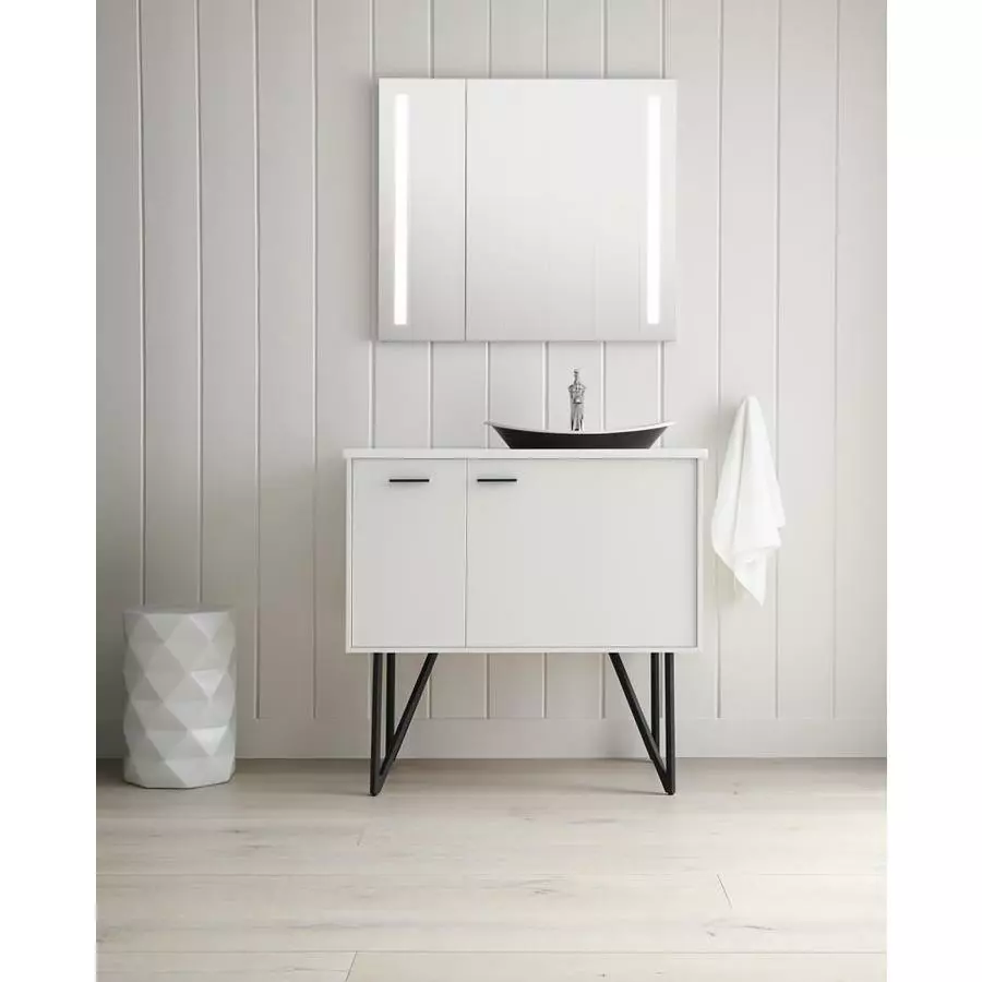 KOHLER Verdera 34-in X 30-in Rectangle Surface/Recessed Mirrored Medicine Cabinet With Outlet And Lights 5 KOHLER Verdera 34-in X 30-in Rectangle Surface/Recessed Mirrored Medicine Cabinet With Outlet And Lights - Image 3