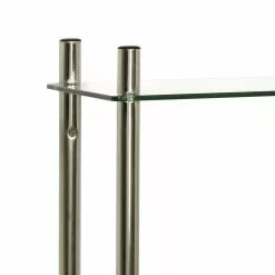 Zenna Home® Floating Glass 26"W X 60"H Brushed Nickel Over-the-Toilet Storage Shelves -Bath and Faucet shop 8935BN alt2 1800x1800