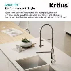 In Stock Hardwarestore Delivery Artec Pro Single-Handle Pull-Down Sprayer Kitchen Faucet With Pot Filler In Matte Black/Black Stainless Steel -Bath and Faucet shop 8aec708b07b54f482256aa0d1bce4da3 1800x1800