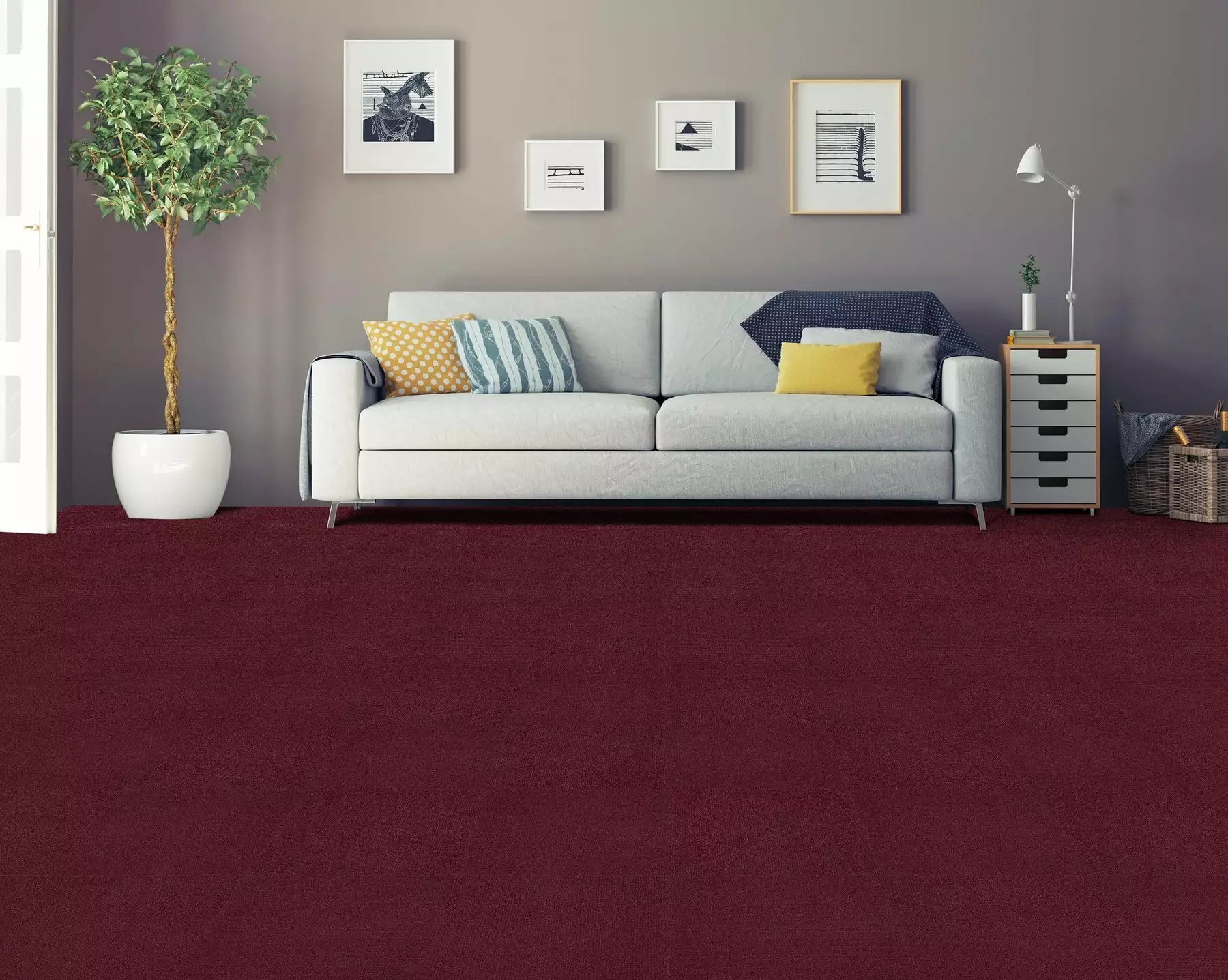 Achim Nexus Self Adhesive Carpet Floor Tile - 12 Inches X 12 Inches, Burgundy, Pack Of 12 Tiles 4 Achim Nexus Self Adhesive Carpet Floor Tile - 12 Inches X 12 Inches, Burgundy, Pack Of 12 Tiles - Image 2