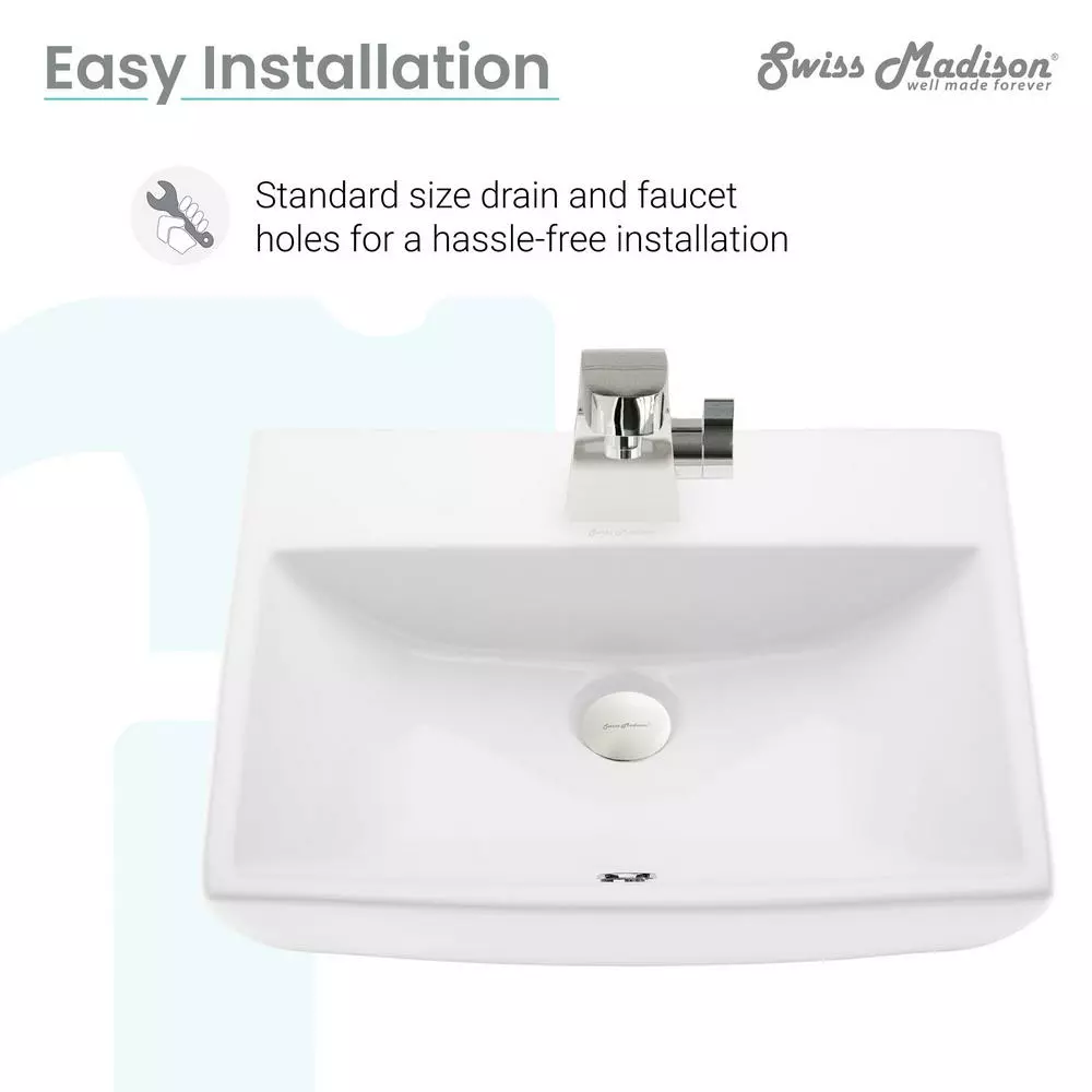 Swiss Madison Sublime Compact Ceramic Wall Hung Sink In White 9 Swiss Madison Sublime Compact Ceramic Wall Hung Sink In White - Image 7