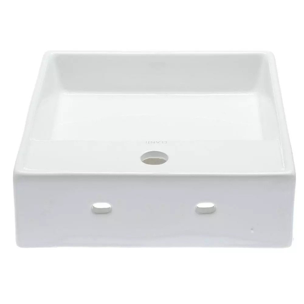Elanti Wall-Mounted Square Bathroom Sink In White 5 Elanti Wall-Mounted Square Bathroom Sink In White - Image 3