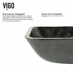 VIGO Onyx Handmade Glass Rectangle Vessel Bathroom Sink In Gray Onyx 15 VIGO Onyx Handmade Glass Rectangle Vessel Bathroom Sink In Gray Onyx -Bath and Faucet shop 8ef38724fdc11d09e1c58c70056c3d61 1800x1800