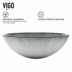 VIGO Glass Vessel Bathroom Sink In Simply Silver And Niko Faucet Set In Brushed Nickel -Bath and Faucet shop 8f0b8ab553f277d7c40445a4d0ef3cf3 1800x1800