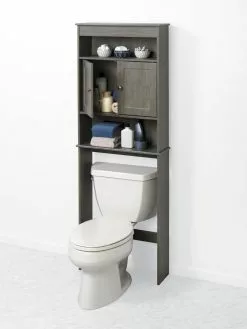Zenna Home® 23"W X 67"H Driftwood Gray Over-The-Toilet Storage Cabinet -Bath and Faucet shop 9119GY alt2 1800x1800