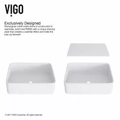 VIGO Jasmine Handmade Matte Stone Rectangle Vessel Bathroom Sink In Matte White -Bath and Faucet shop 91517931a0a30f61078bb316582d0b6c 5acb5efd 7897 4109 8893 3295e7acf173 1800x1800
