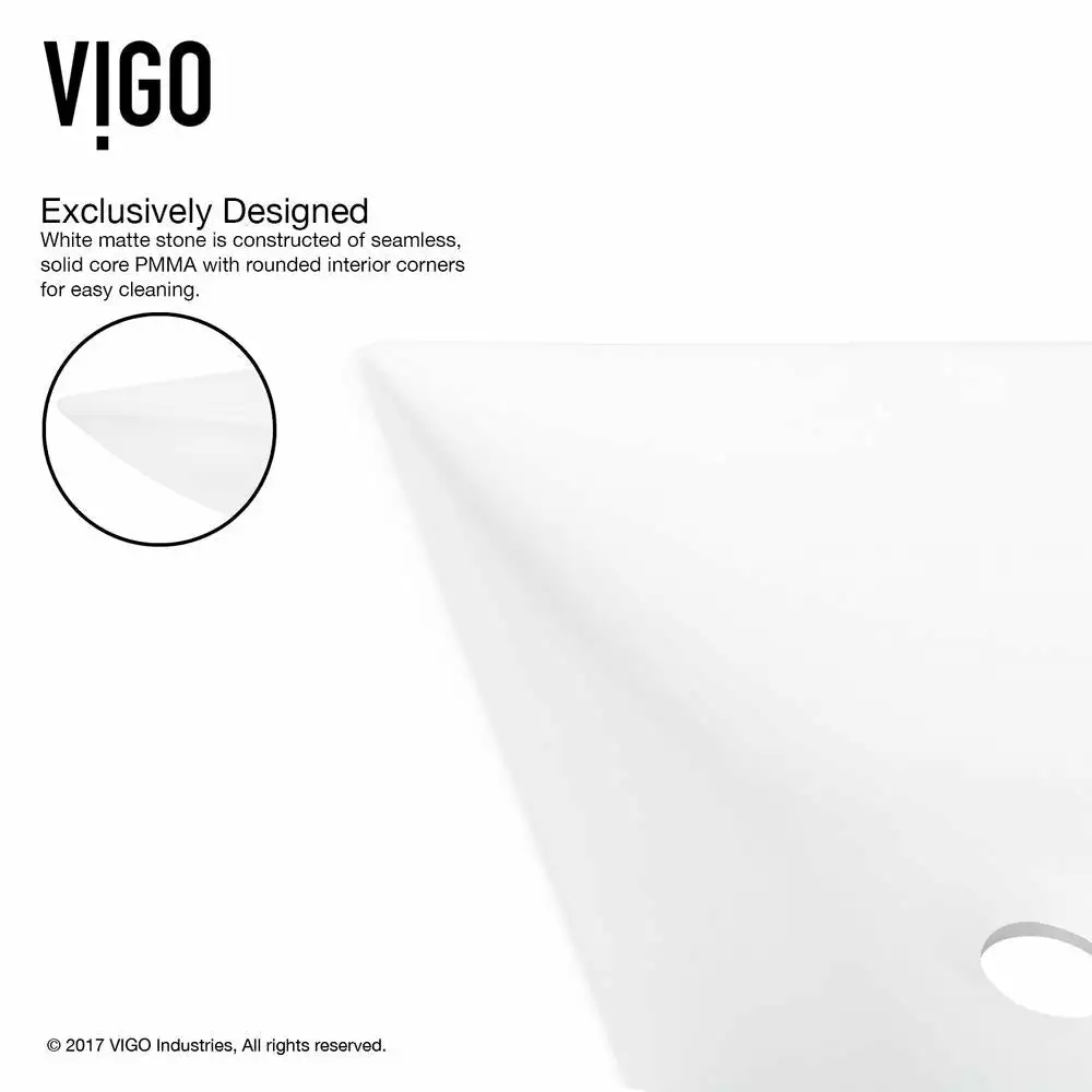 VIGO Hibiscus White Handmade Countertop Matte Stone Square Vessel Bathroom Sink In Matte White 9 VIGO Hibiscus White Handmade Countertop Matte Stone Square Vessel Bathroom Sink In Matte White - Image 7