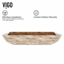 VIGO Amber Sunset Handmade Countertop Glass Rectangle Vessel Bathroom Sink In Light Wood -Bath and Faucet shop 930e2510caa66582d0d1cf46f7cd00ae 1800x1800
