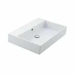 WS Bath Collections Unlimited 60 Wall Mount / Vessel Bathroom Sink In Ceramic White Without Faucet Hole