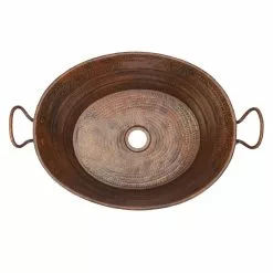 Premier Copper Products Oval Bucket Hammered Copper Vessel Sink With Handles In Oil Rubbed Bronze -Bath and Faucet shop 9424f53c21962400c7f206071bd13279 1800x1800
