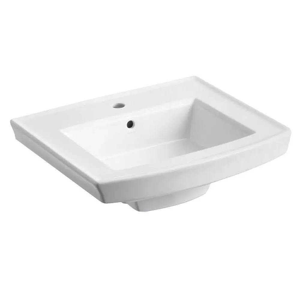 KOHLER Archer 20.4375 In. Vitreous China Pedestal Sink Basin In White With Overflow Drain 3 KOHLER Archer 20.4375 In. Vitreous China Pedestal Sink Basin In White With Overflow Drain