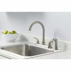 In Stock Hardwarestore Delivery Builders 2-Handle Standard Kitchen Faucet With Sprayer In Stainless Steel 14 In Stock Hardwarestore Delivery Builders 2-Handle Standard Kitchen Faucet With Sprayer In Stainless Steel -Bath and Faucet shop 9633c78128731435b9d175c857a309c8 1800x1800
