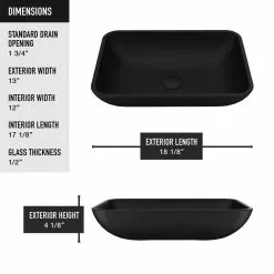 VIGO Black Sottile Rectangular MatteShell Glass Bathroom Vessel Sink -Bath and Faucet shop 96b32ed52944f78d3b87c530bde96906 1800x1800