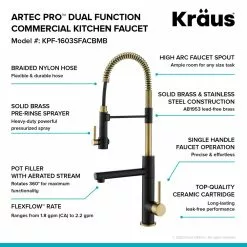 In Stock Hardwarestore Delivery Single-Handle Kitchen Faucet With Pre-Rinse Sprayer And Pot Filler In Spot Free Antique Champagne Bronze/Matte Black -Bath and Faucet shop 97093e74ad256617ffb60cc1a05181a2 1800x1800