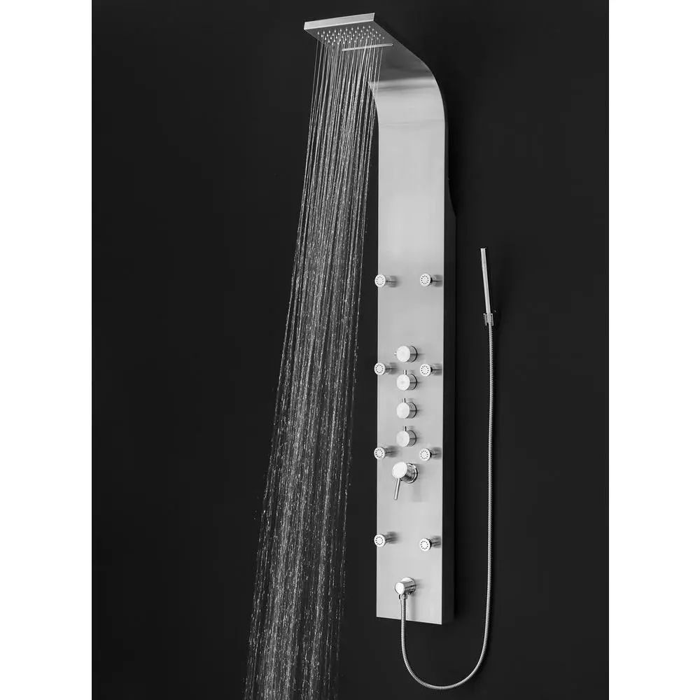 In Stock Hardwarestore Delivery 65 In. 8-Jet Rainfall Shower Panel System With Rainfall Waterfall Shower Head And Shower Wand In Stainless Steel 6 In Stock Hardwarestore Delivery 65 In. 8-Jet Rainfall Shower Panel System With Rainfall Waterfall Shower Head And Shower Wand In Stainless Steel - Image 4