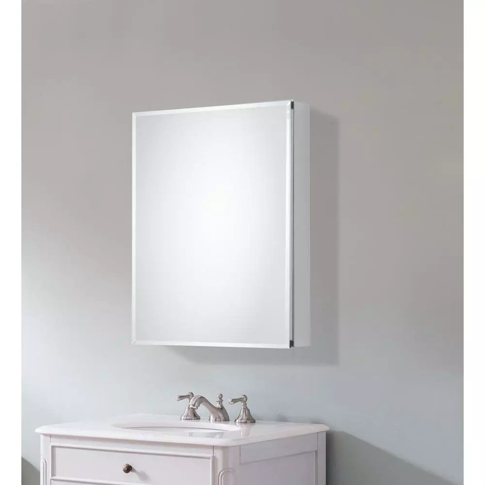 In Stock Hardwarestore Delivery 20 In. X 26 In. Recessed Or Surface-Mount Bathroom Medicine Cabinet With Beveled Mirror In Silver 8 In Stock Hardwarestore Delivery 20 In. X 26 In. Recessed Or Surface-Mount Bathroom Medicine Cabinet With Beveled Mirror In Silver - Image 6
