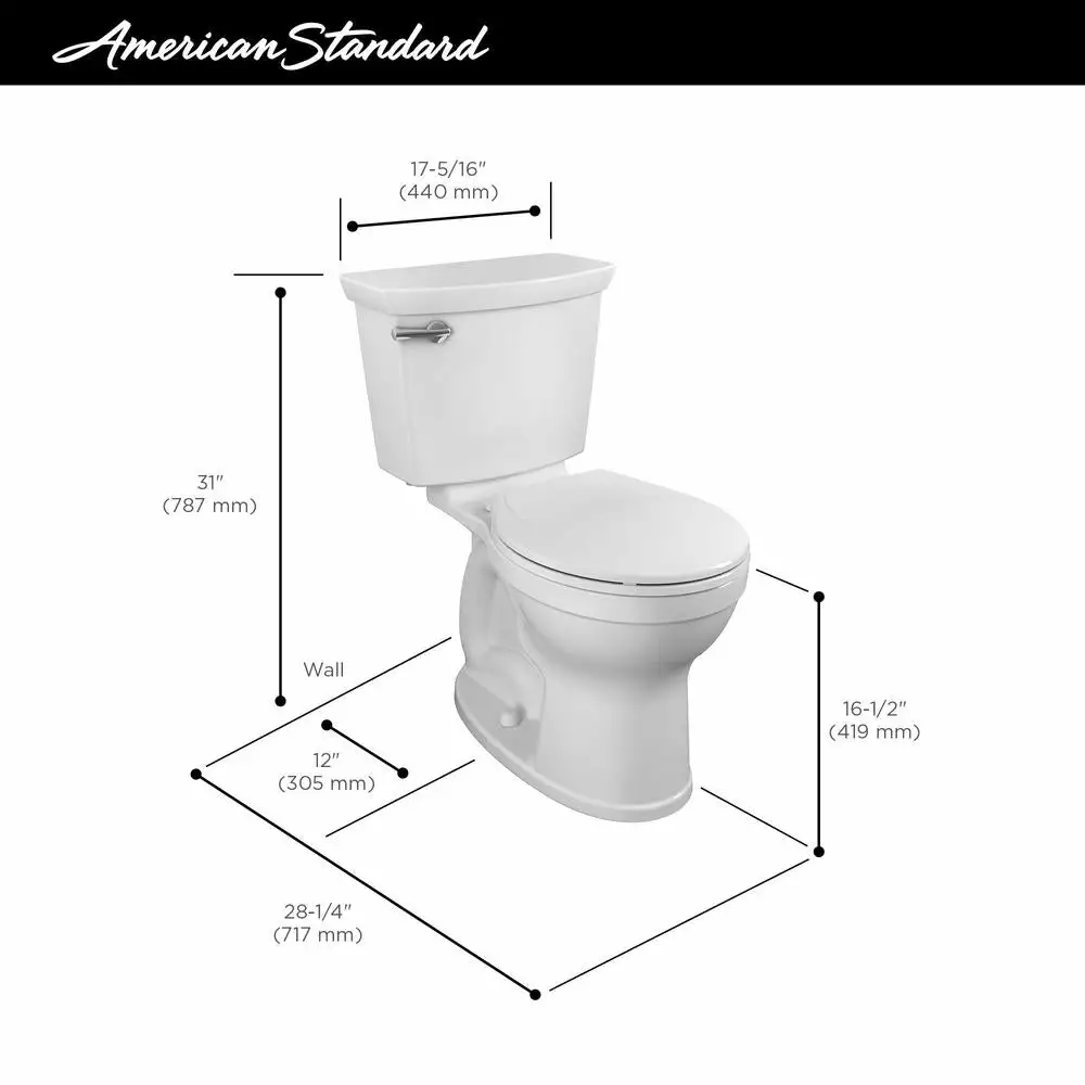 American Standard Champion Tall Height 2-Piece High-Efficiency 1.28 GPF Single Flush Round Front Toilet In White Seat Included 6 American Standard Champion Tall Height 2-Piece High-Efficiency 1.28 GPF Single Flush Round Front Toilet In White Seat Included - Image 4